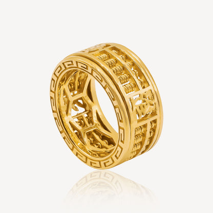 916 Gold 财源广进 Rotate Abacus Ring