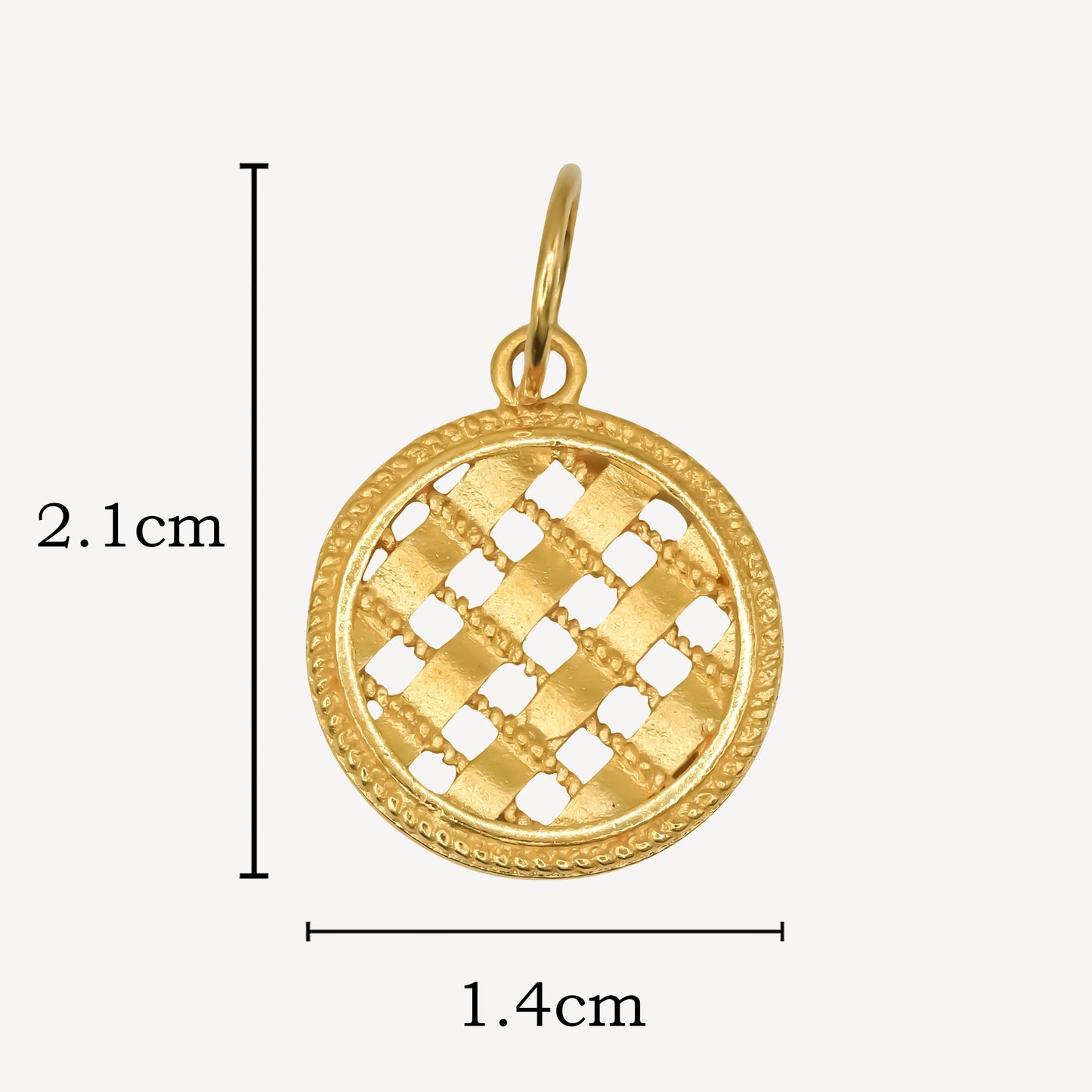 916 Gold Round Checker Pendant - Top Gold Shop Gold Jewellery in singapore