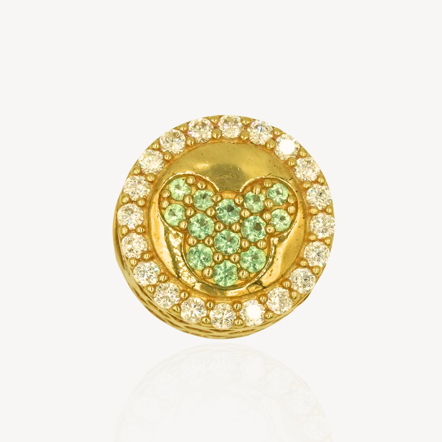 916 Gold Round M Mouse Charm