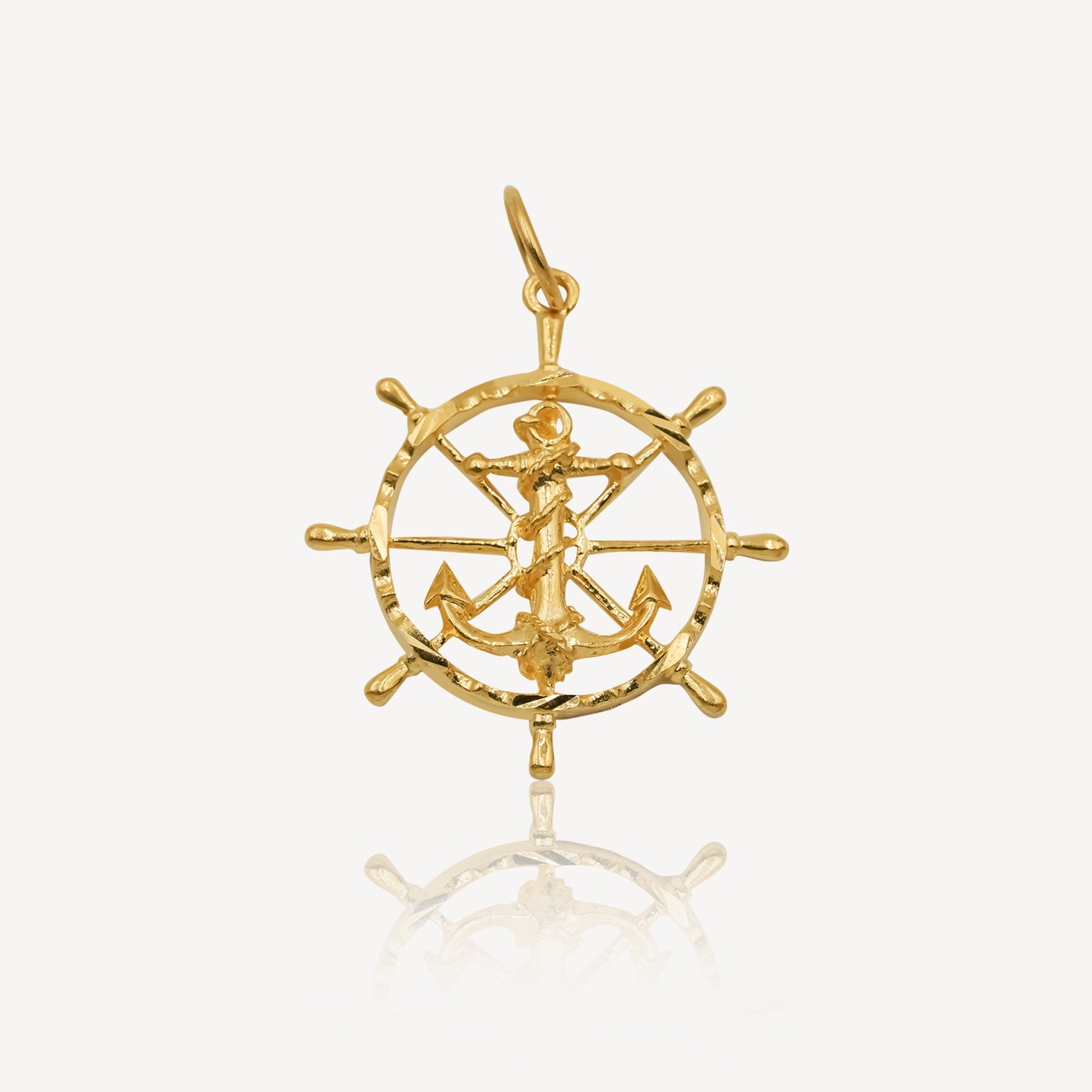 916 Gold Sailor Wheel Pendant