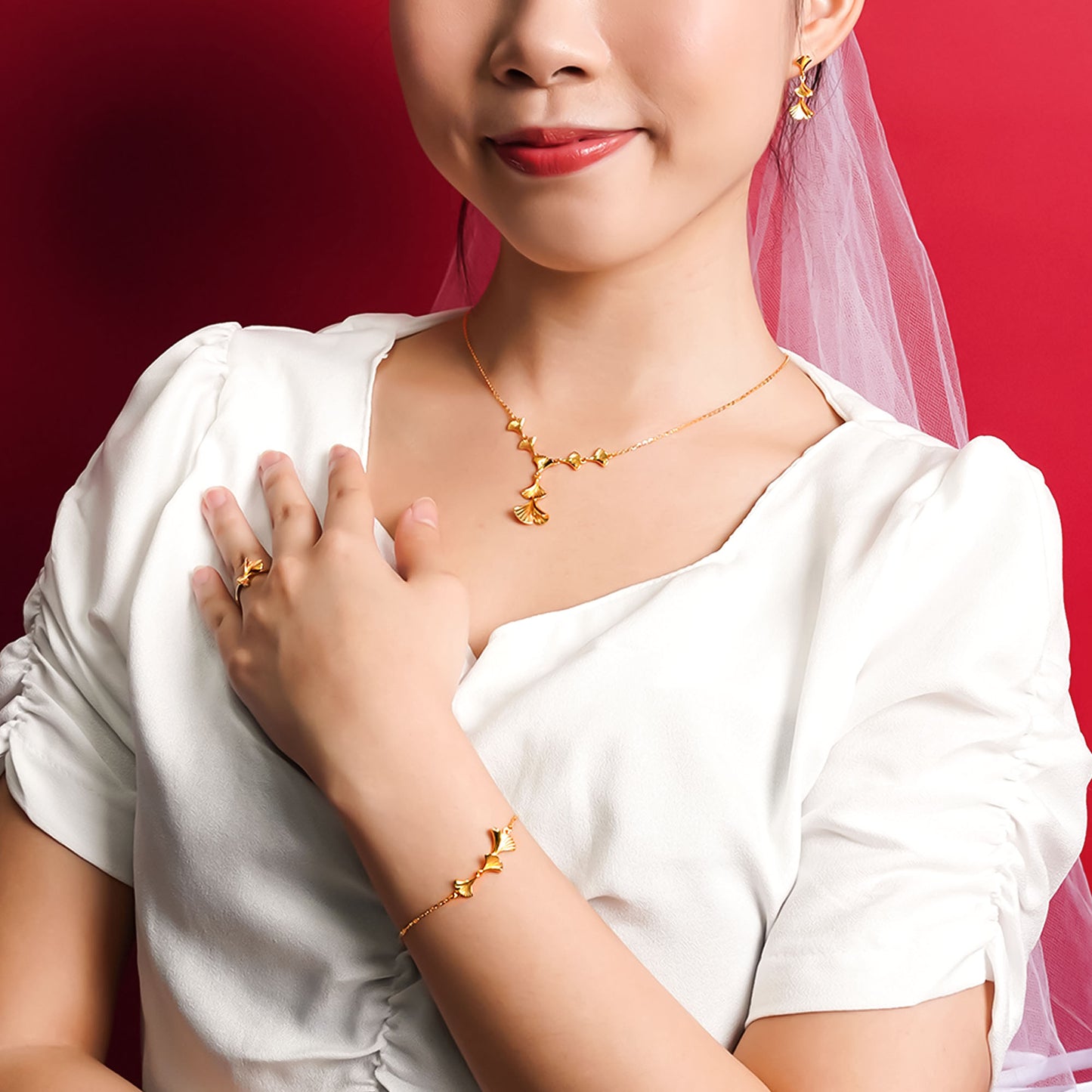 916 Gold Shell Wedding Set