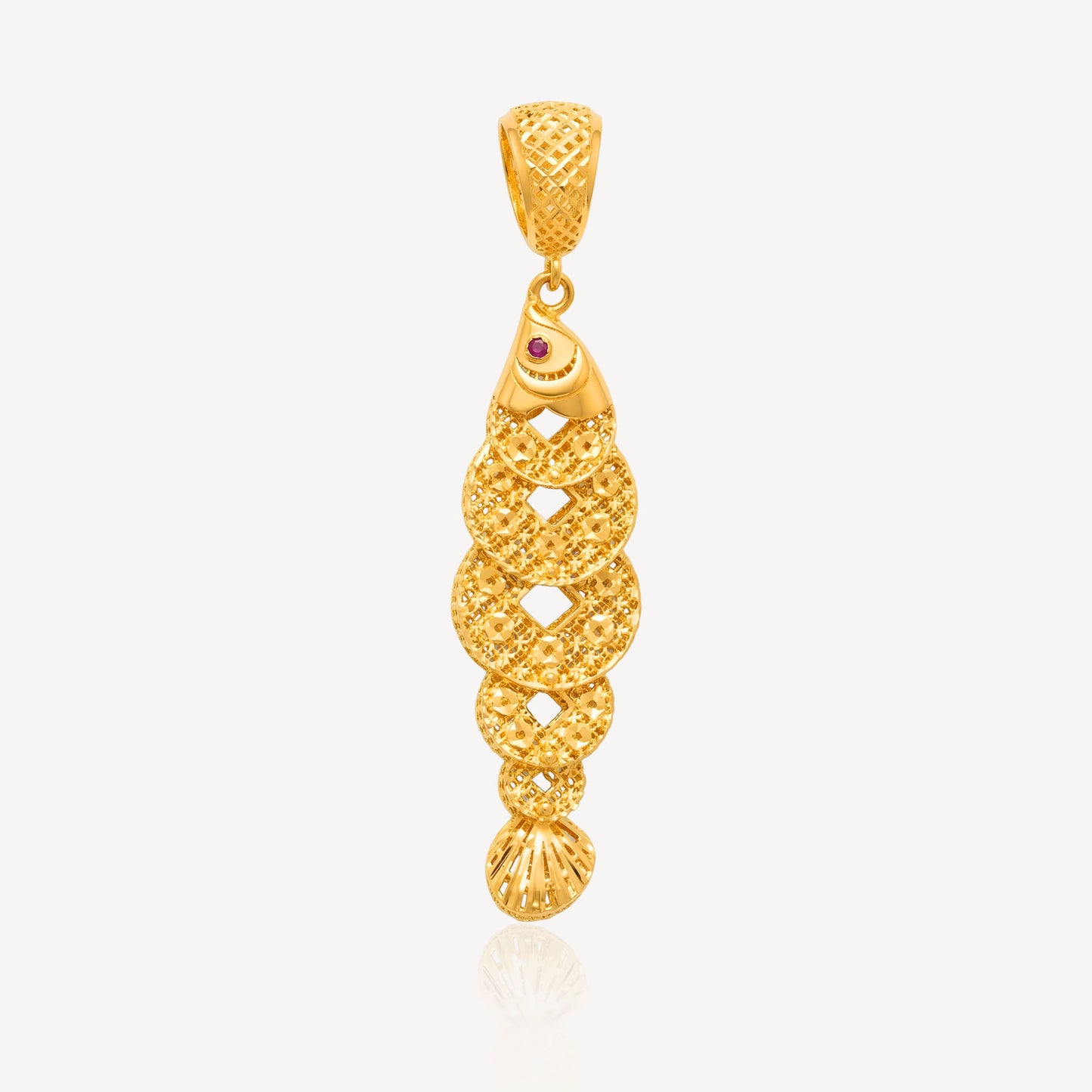 916 Gold Shiny 5 Coin Fish Pendant (Big)