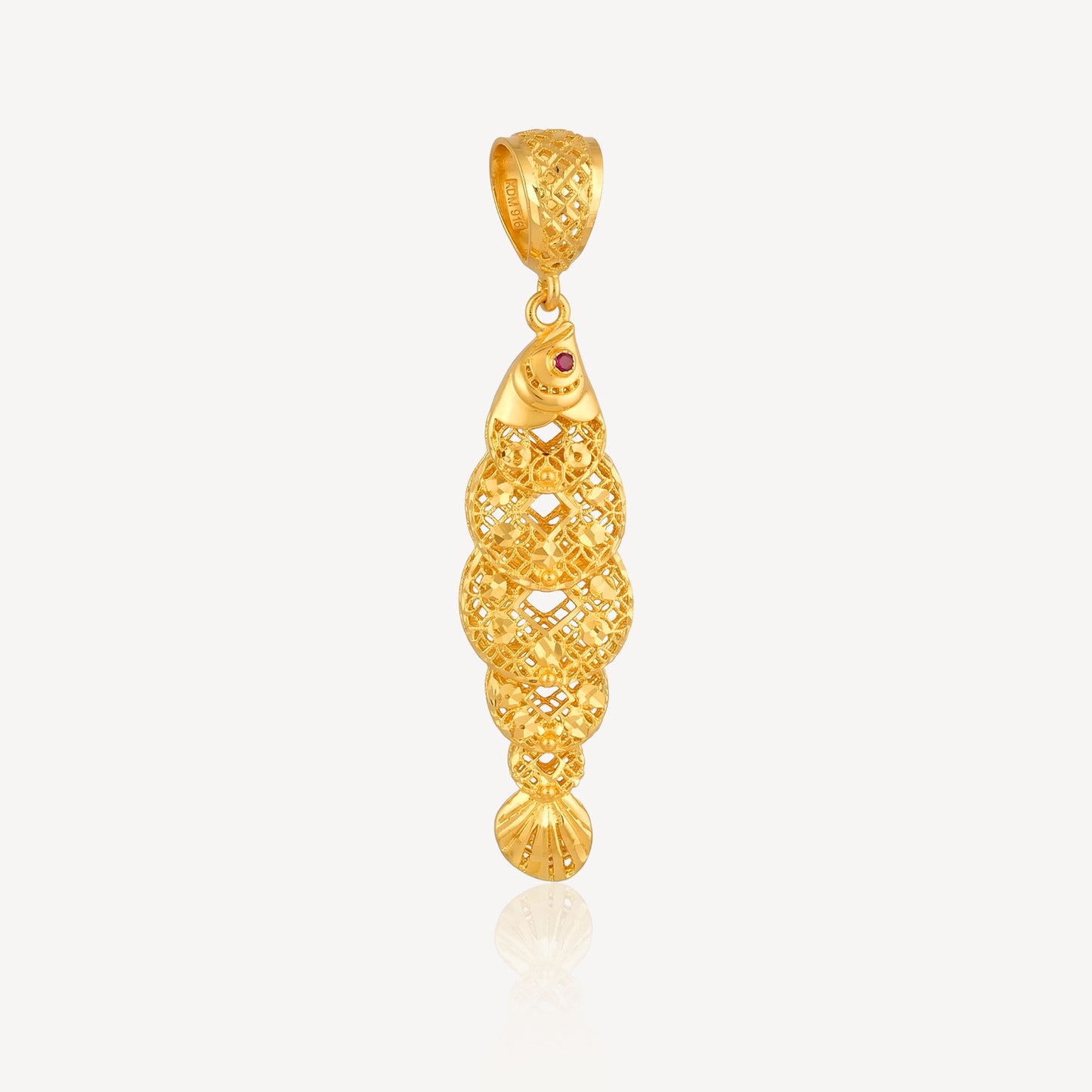 916 Gold Shiny 5 Coin Fish Pendant (Medium)