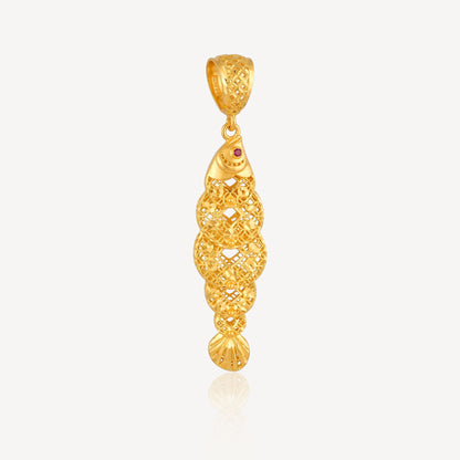 916 Gold Shiny 5 Coin Fish Pendant (Medium)