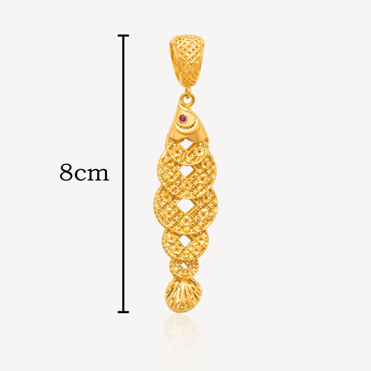 916 Gold Shiny 5 Coin Fish Pendant (Big)