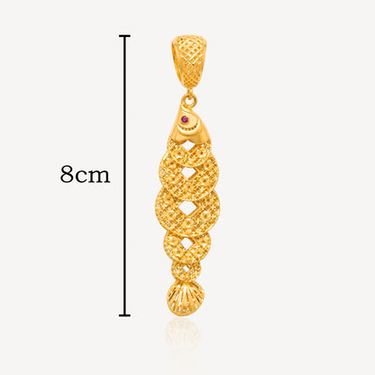 916 Gold Shiny 5 Coin Fish Pendant (Big)
