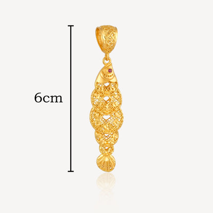 916 Gold Shiny 5 Coin Fish Pendant (Medium)