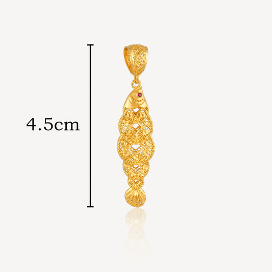 916 Gold Shiny 5 Coin Fish Pendant (Small)