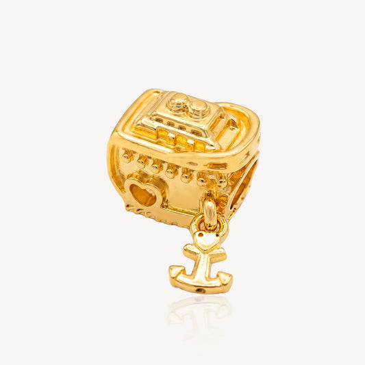916 Gold Ship Charm
