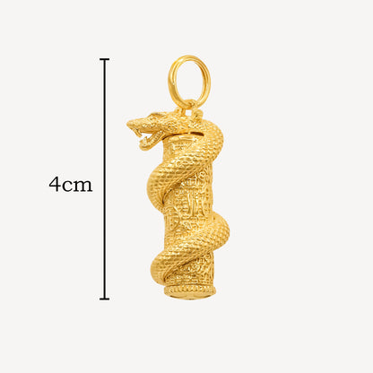 916 Gold Snake Pillar Pendant