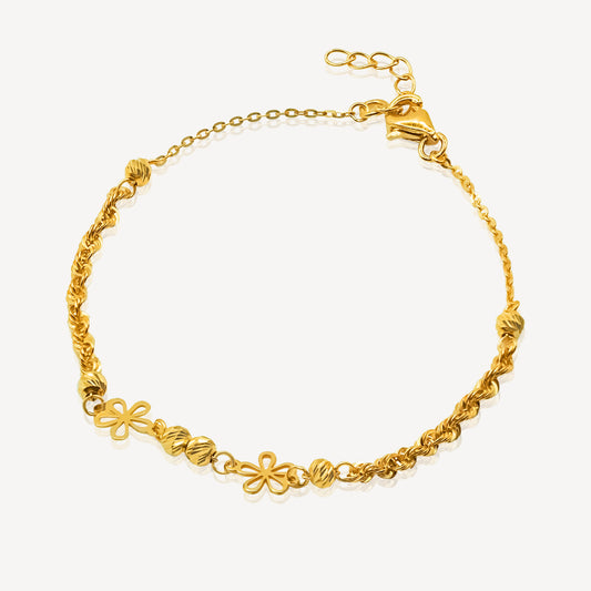 916 Gold Rope Flower Bracelet