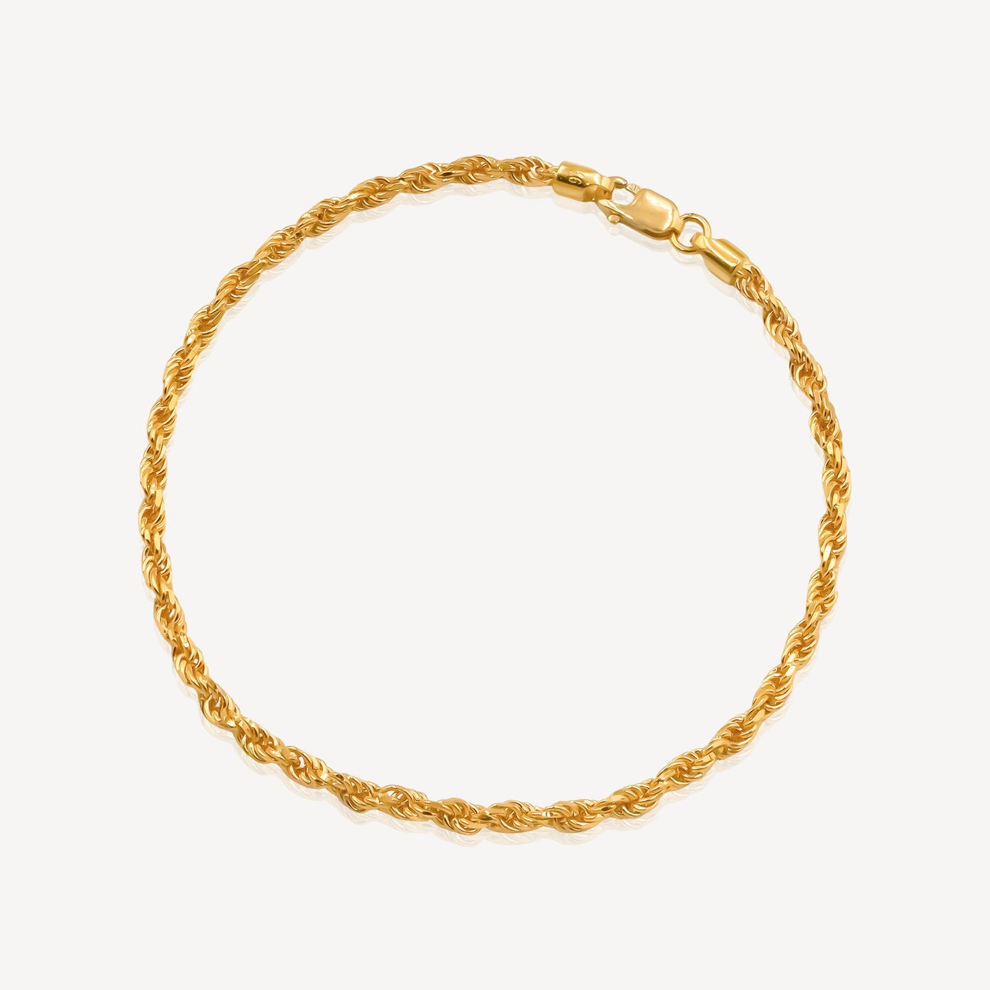 916 Gold Solid Rope Bracelet