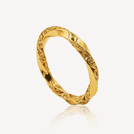 916 Gold Spiral Motif Ring