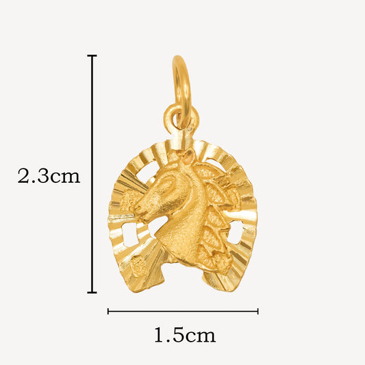916 Gold Stallion Horse Pendant