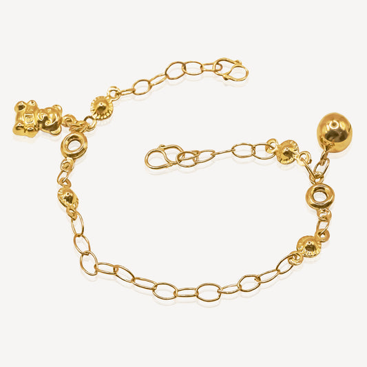 916 Gold Baby Anklet ( bear,bell)