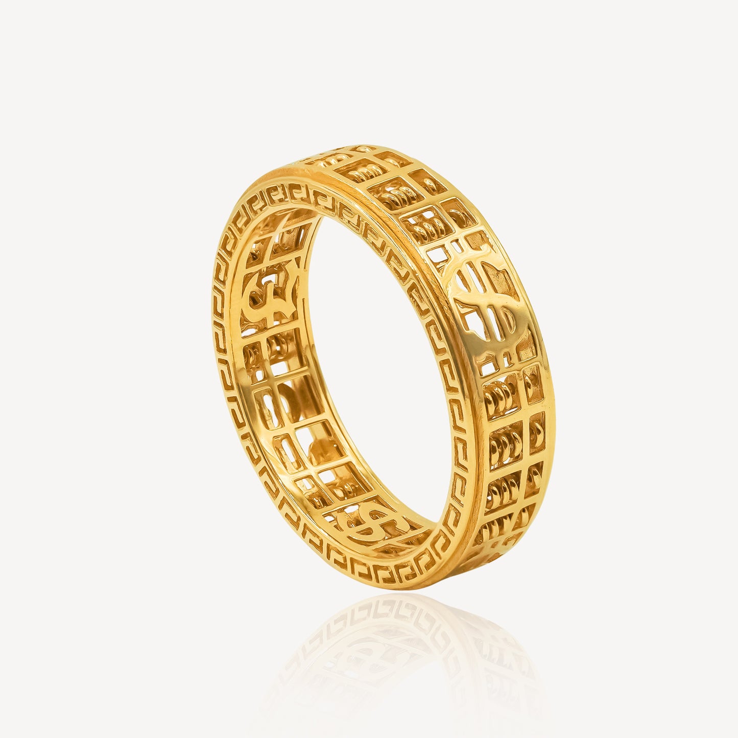 916 Gold Thin Abacus Dollar Ring