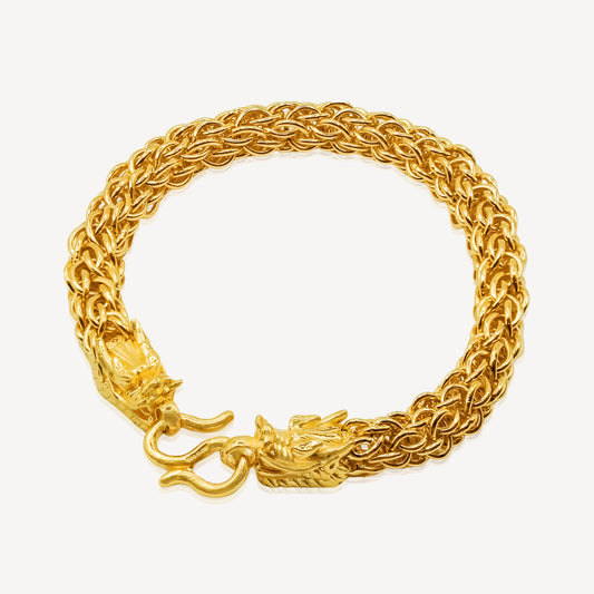 999 Gold Double Dragon Bracelet