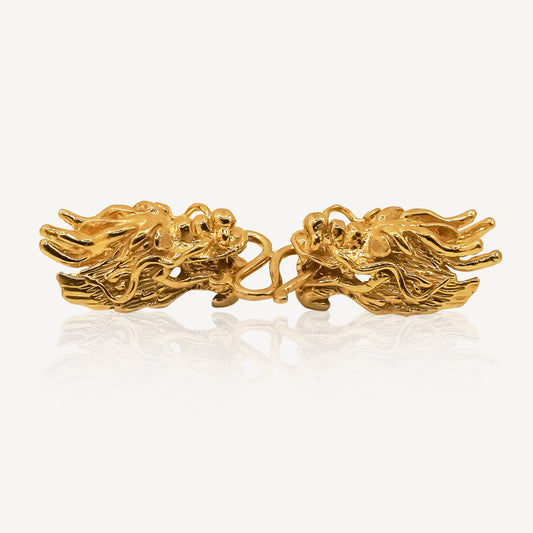 916 Gold Twin Dragon Charm