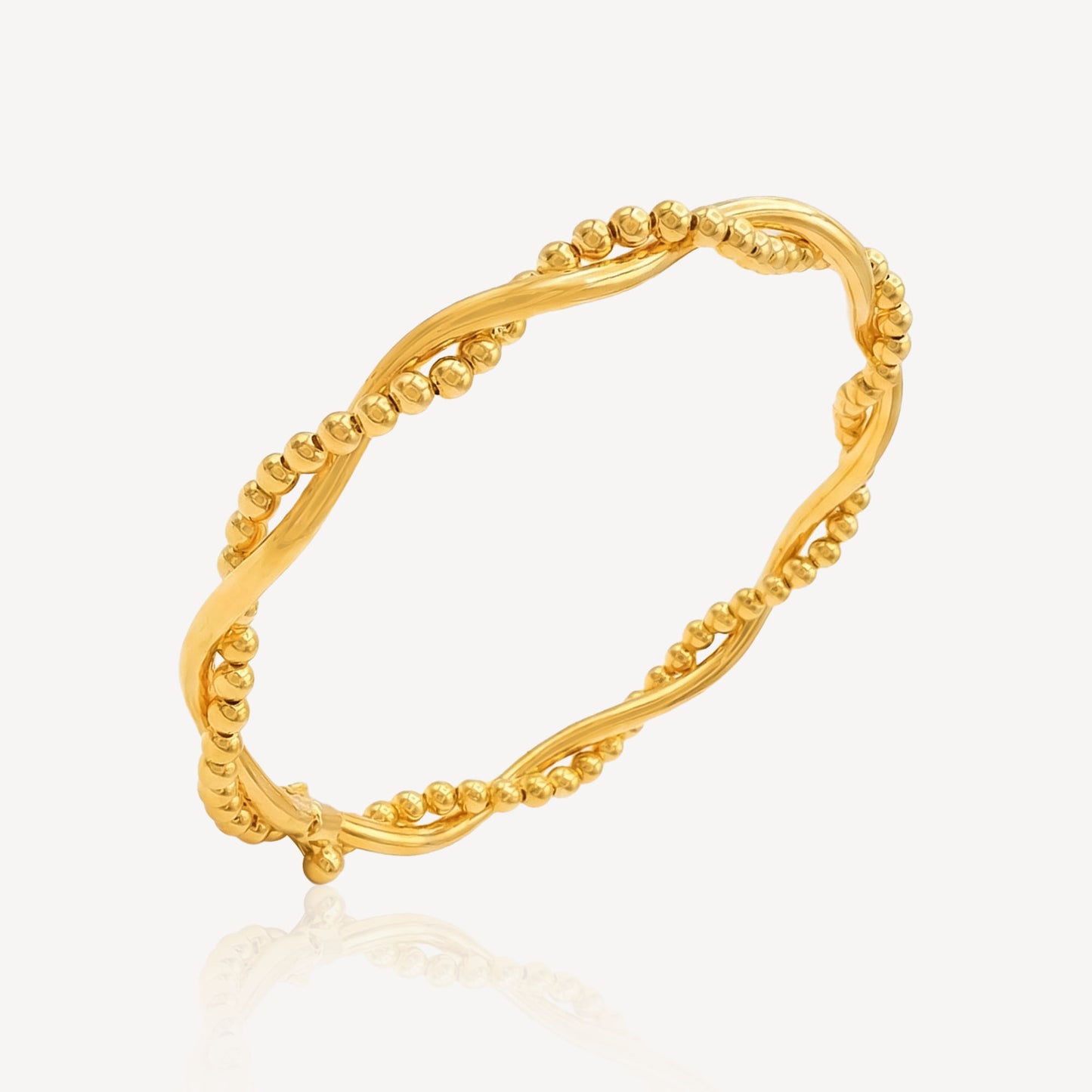 916 Gold Twist Beaded Bangle