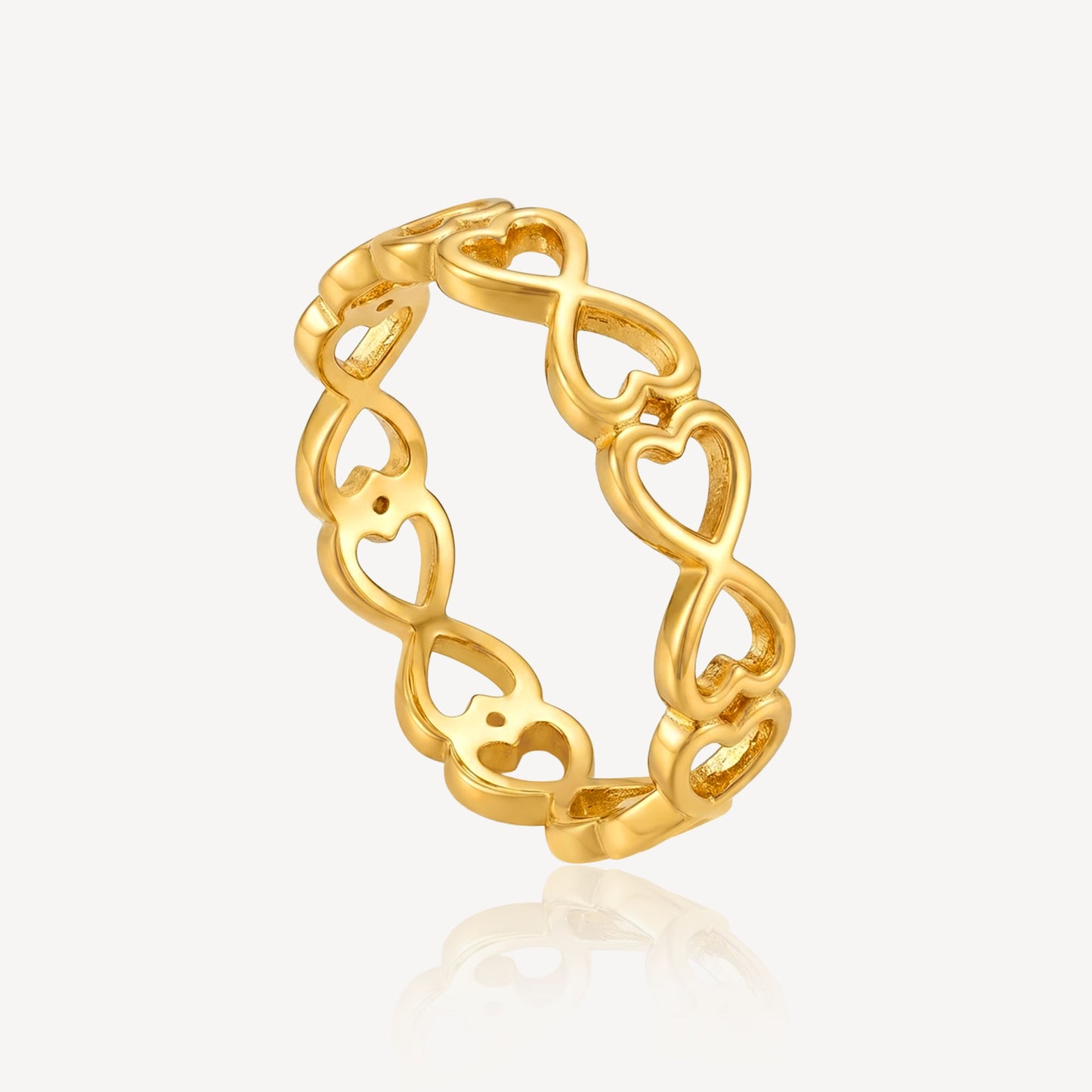 916 Gold Two Heart Hollow Ring