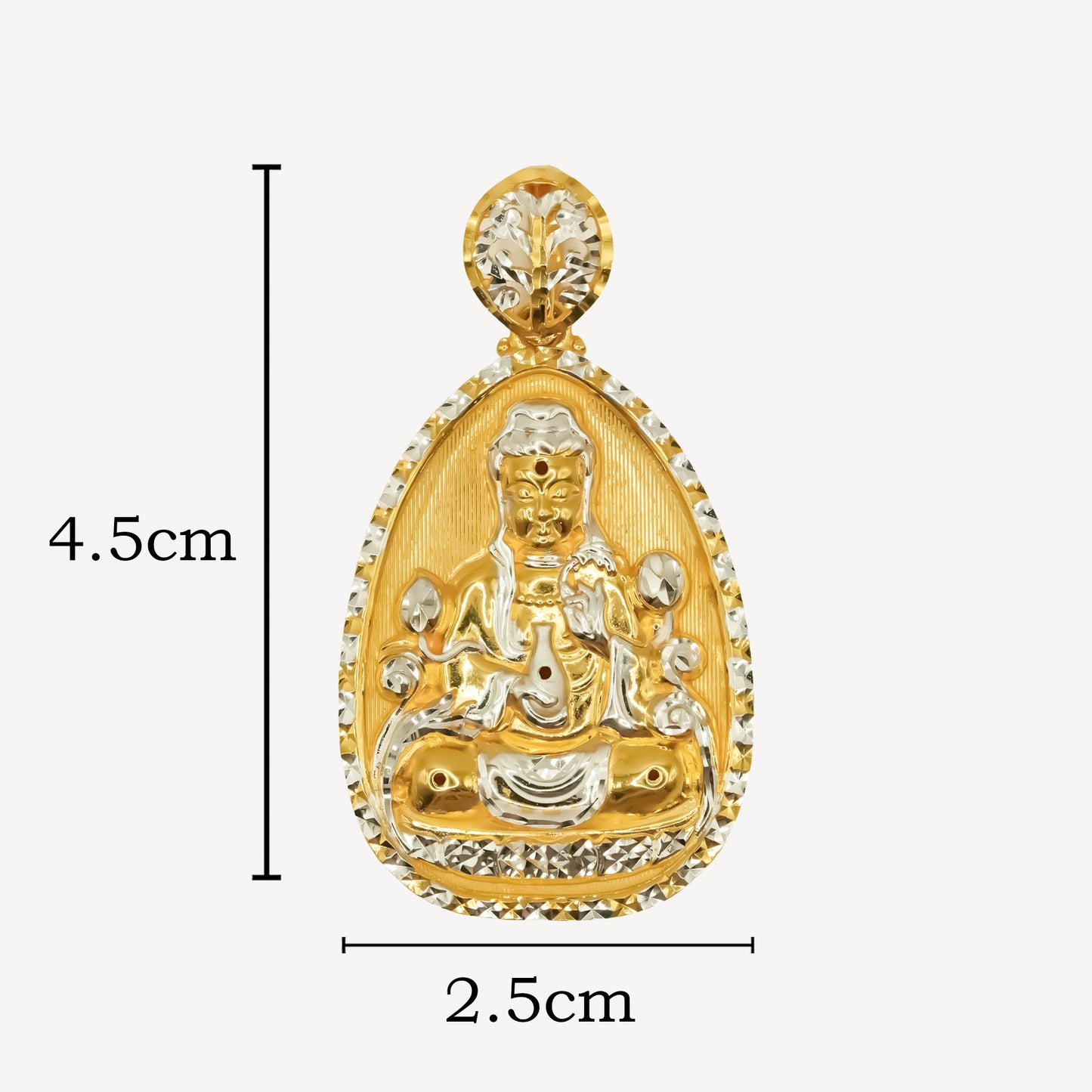916 Gold Two Tone Guan Yin Pendant - Top Gold Shop Gold Jewellery in singapore