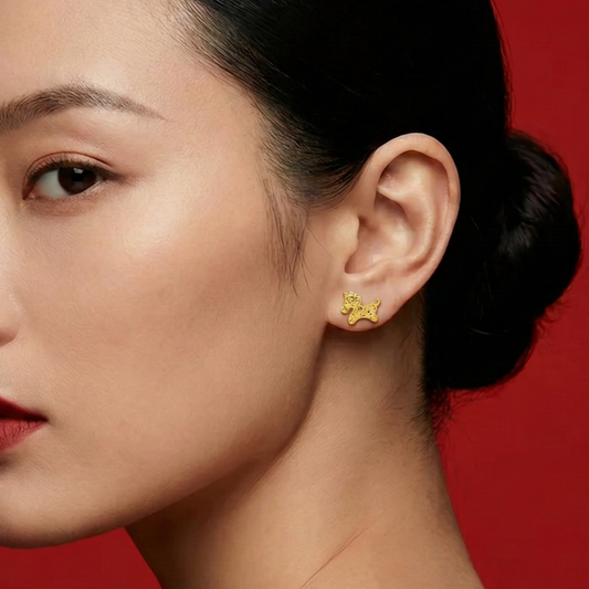 916 Gold Unicorn Horse Earring
