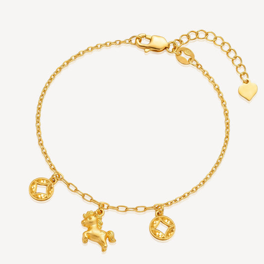 916 Gold Unicorn & Coin Bracelet