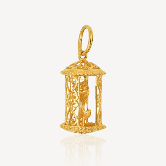 916 Gold Rose cage Charm