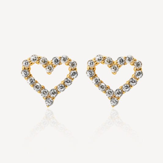 916 Gold Zirconia Heart Earring