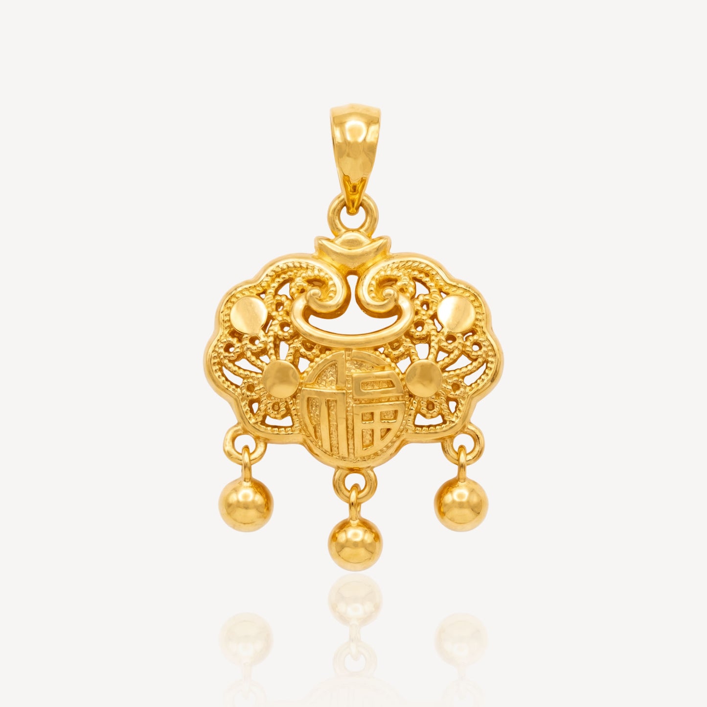 916 Gold 平安锁-吉祥 Pendant