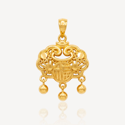 916 Gold 平安锁-吉祥 Pendant