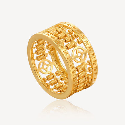 916 Gold 卍 Coin Abacus Ring