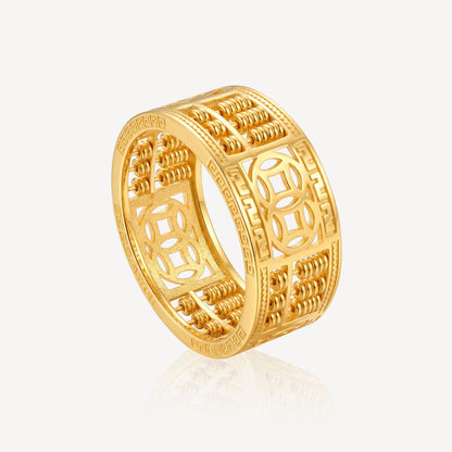 916 Gold 發财 Coin Abacus Ring