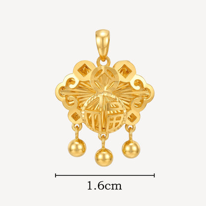 916 Gold 福 平安锁 Pendant