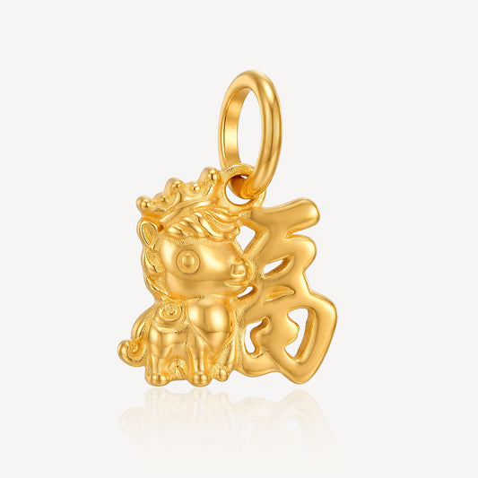 916 Gold 马上有福 Pendant