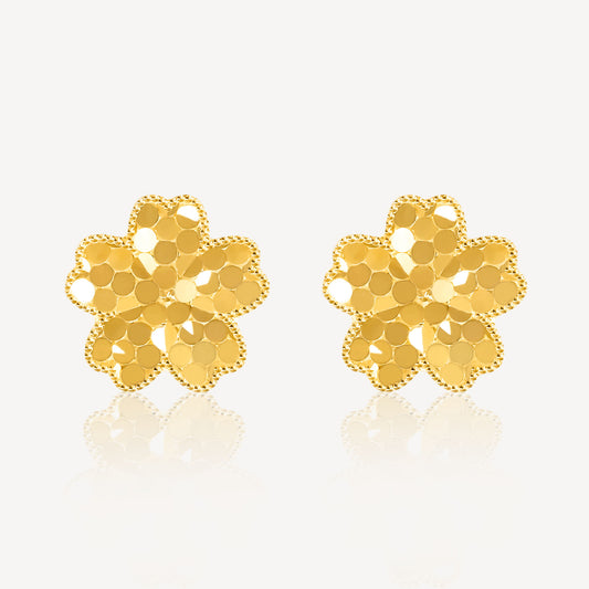 916 Gold Crush Flower Earring