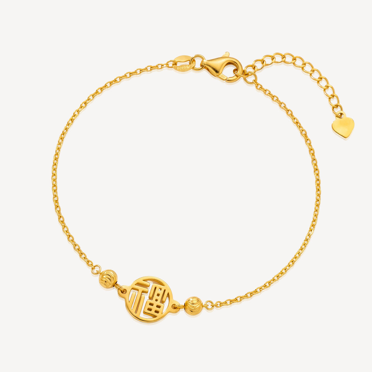916 Gold 福 with Fortune Ball Bracelet - Top Gold Shop Gold Jewellery in singapore