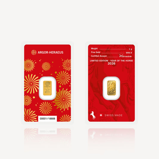 999.9 Gold Bar Horse Argor-Heraeus (1gm) - Top Gold Shop Gold Jewellery in singapore