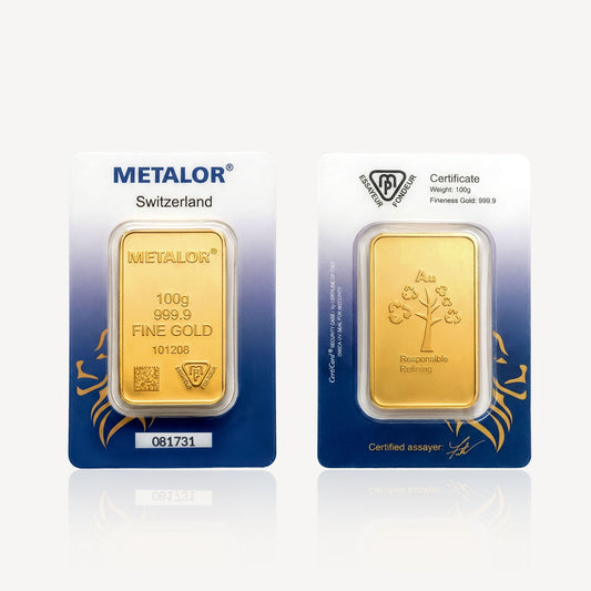 999.9 Gold Bar Metalor (100gm)
