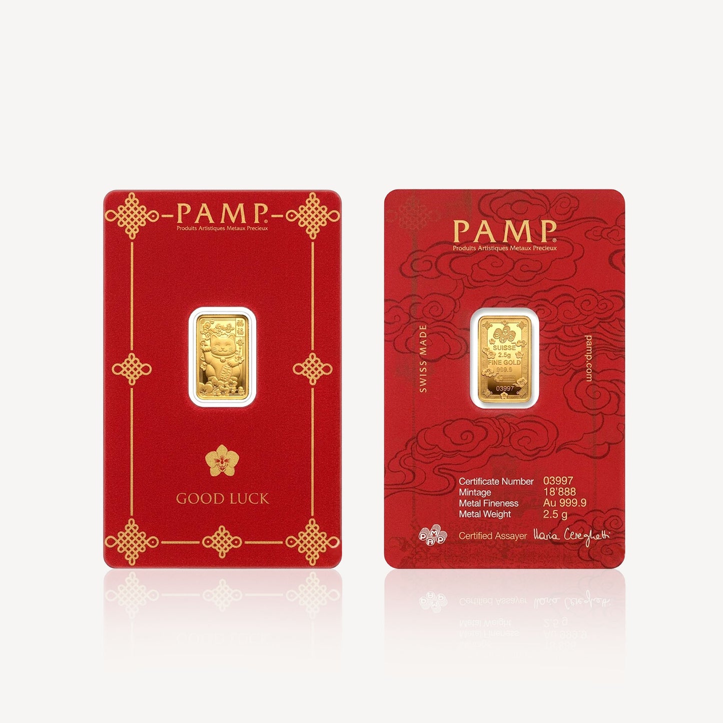 999.9 Gold Bar PAMP Lucky Cat (2.5g)