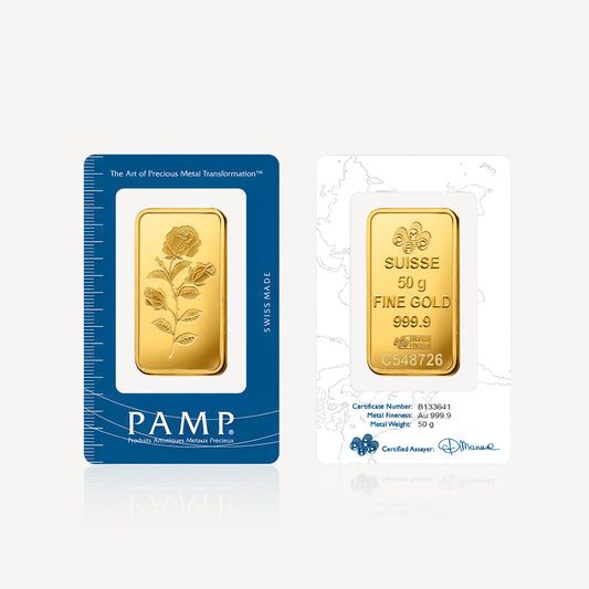 999.9 Gold Bar PAMP Rosa (50g)