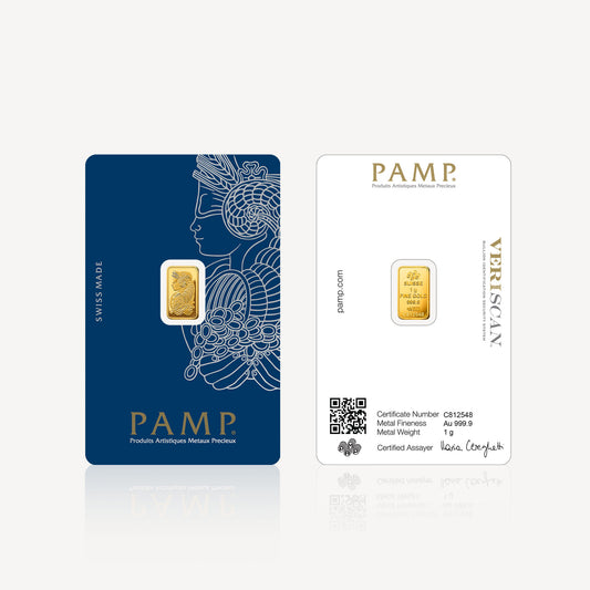 999.9 Gold Bar PAMP Lady Fortuna (1g)