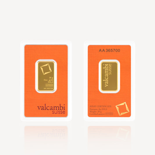 999.9 Gold Bar Valcambi (20gm) - Top Gold Shop Gold Jewellery in singapore