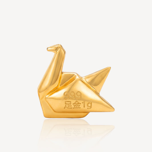 999.9 Gold Paper Crane Gold Bean (FREE RANDOM BOTTLE) - Top Gold Shop Gold Jewellery in singapore