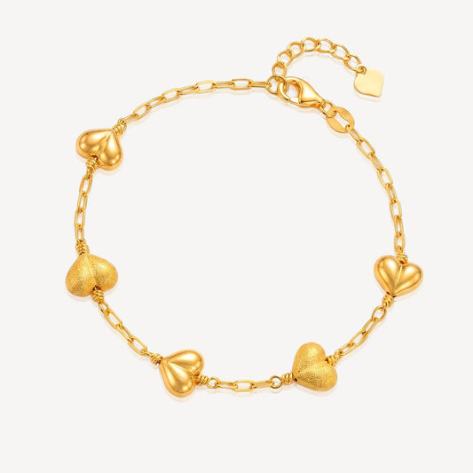999 Gold 3DHeartlink Bracelet