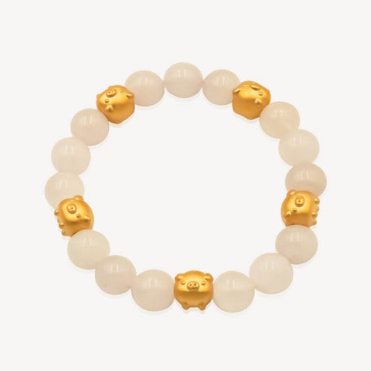 999 Gold 5 Pigs Bracelet