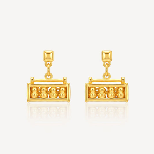 999 Gold Abacus Lock Earring