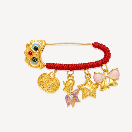 999 Gold Baby Safety Pin (Ingot,Fish,Star,Ribbon)