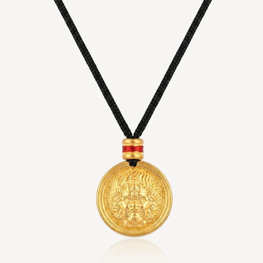 999 Gold Black Cai Shen Rope Necklace