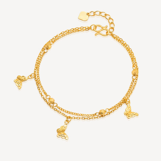 999 Gold Butterfly Beads Bracelet